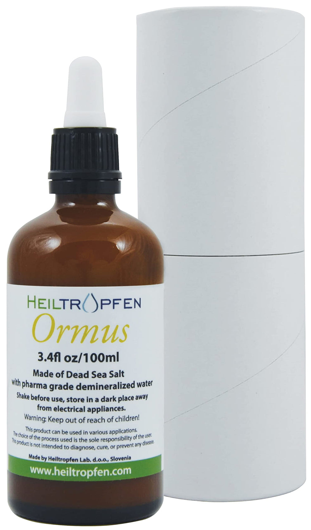 Heiltropfen Ormus bottle label with purity and batch info