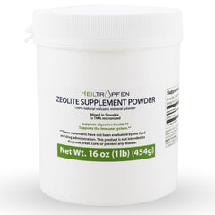 Heiltropfen Zeolite Powder bottle front emphasizes premium quality and purity.