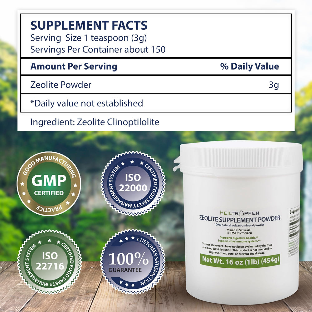 Heiltropfen Zeolite Powder ultra-fine texture for easy blending and fast absorption.