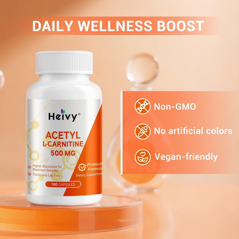 Outer packaging of Heivy Acetyl L-Carnitine 500 mg 2-pack