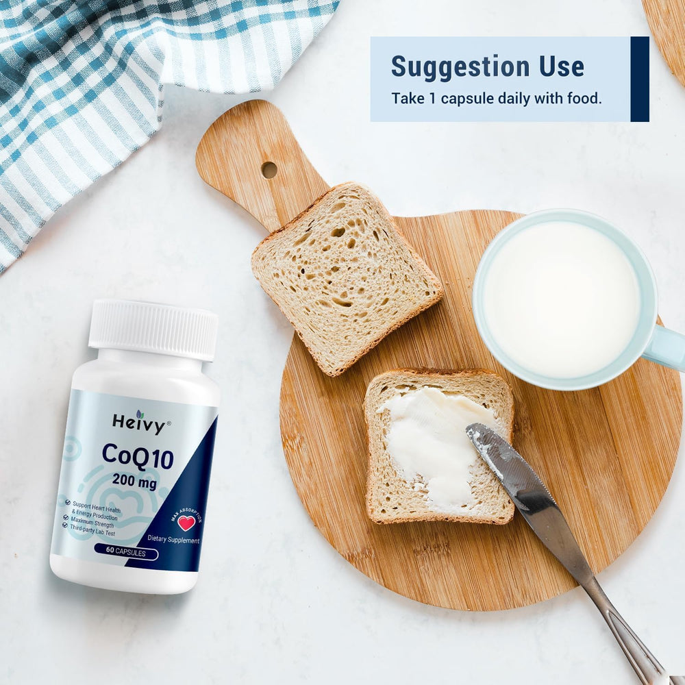 Athlete-use visual suggesting post-workout energy support with Heivy CoQ10.