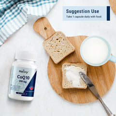 Athlete-use visual suggesting post-workout energy support with Heivy CoQ10.