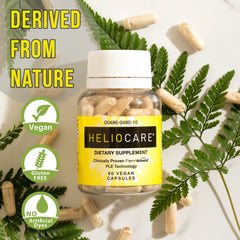 Heliocare packaging displayed on a bright kitchen counter.