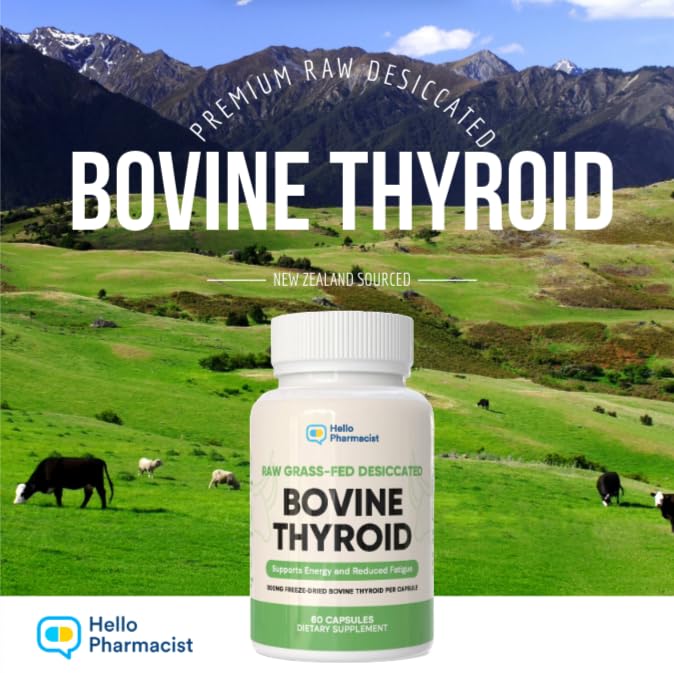 HelloPharmacist desiccated thyroid bottle closeup emphasizing easy daily supplementation.
