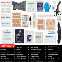 Heltrek Trauma Kit chest seal included for non-vented chest injury protection.