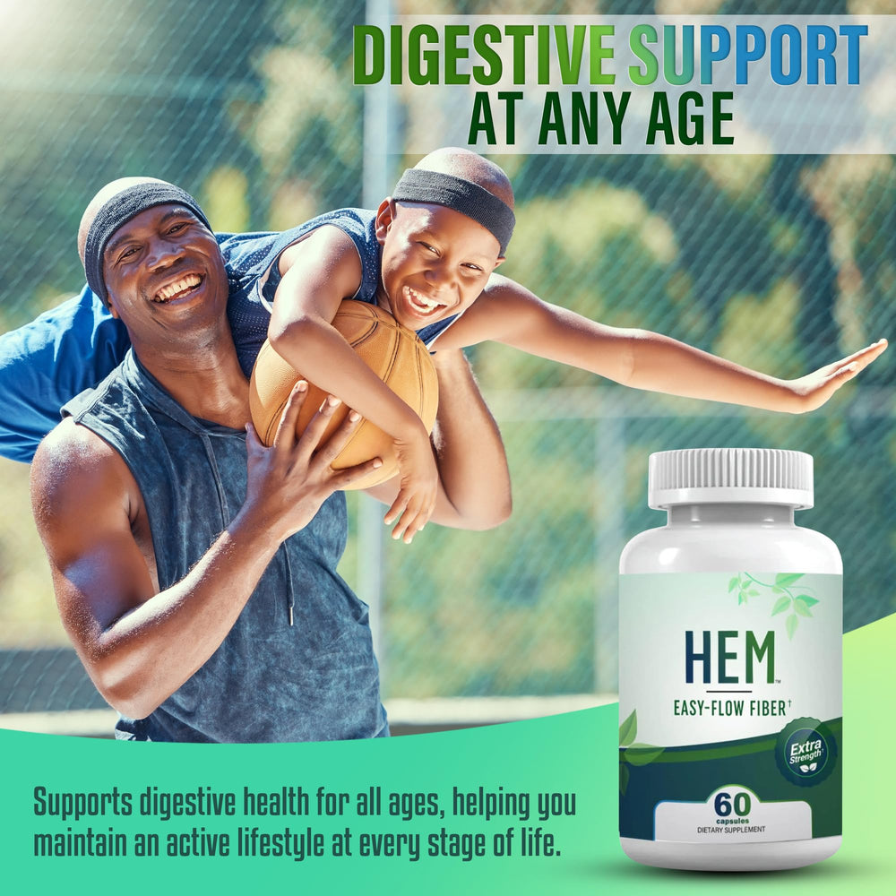 Hem Healer Easy-Flow Fiber daily-use setup on counter suggests routine support