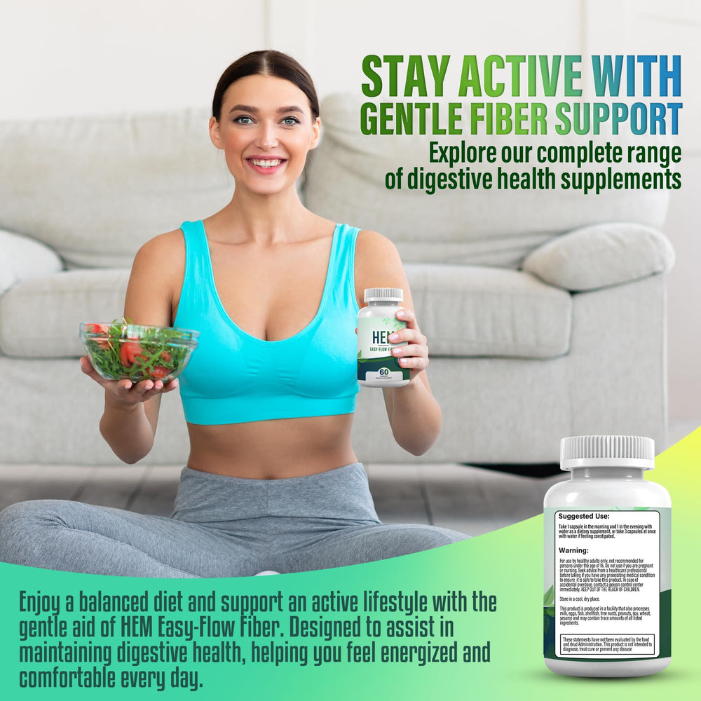 Hem Healer Easy-Flow Fiber oats and cayenne on label for balanced digestion