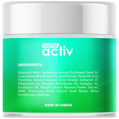 HEMPACTIV Cooling Cream packaging display in a retail setting.