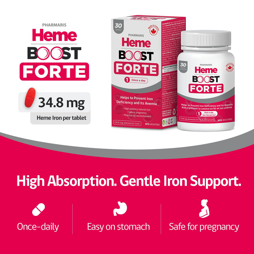 Hemeboost Forte scored tablet being halved for precise daily dosing.