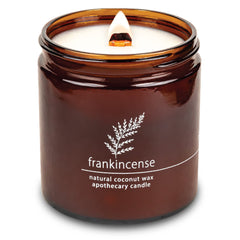Hemlock Park crackling wood wick candle in 16 oz Frankincense for cozy evenings.
