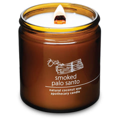Hemlock Park crackling wood wick candle with palo santo scent for cozy evenings