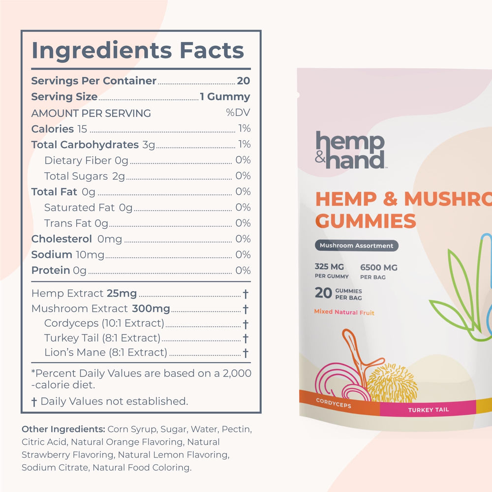 Hemp & Hand vegan gluten-free gummies emphasize natural fruit flavors and plant-based texture