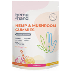 Hemp & Hand gummies packaging highlights premium blend for calm support
