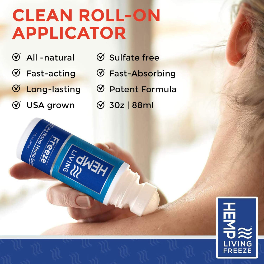 HEMP LIVING Freeze Roll-On targets joint areas for focused comfort.