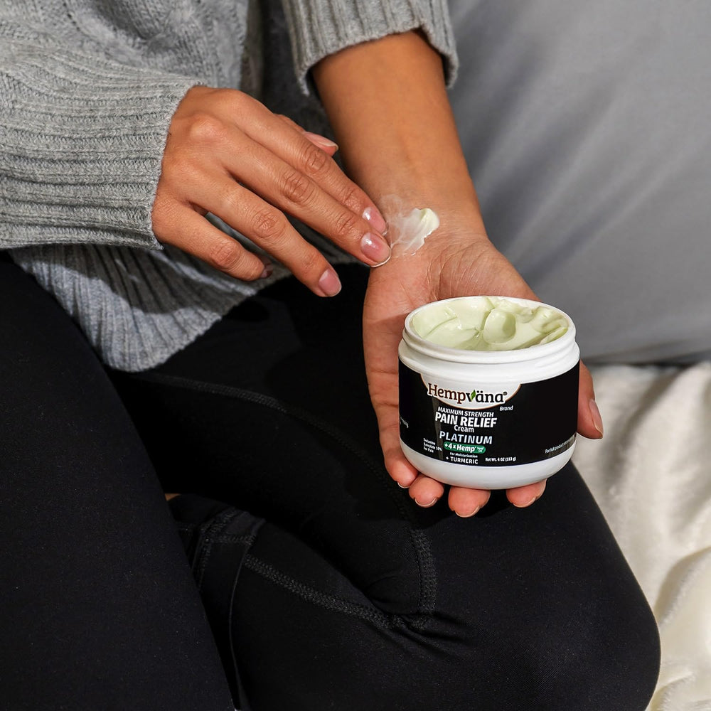 Hempvana Platinum application on the shoulder for targeted relief