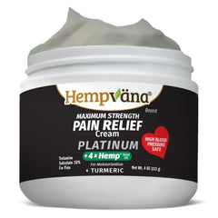 Hempvana Platinum bottle front view highlighting fast-absorbing, odor-free cream
