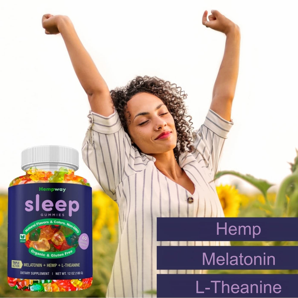 Single Hempway Sleep Gummies Triple Action gummy held for a nightly dose