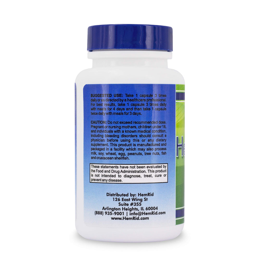 HemRid Ultra label front; clear ingredients and usage directions