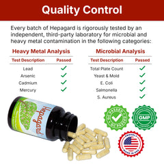 Hepagard vegan non-GMO gluten-free badge on label.