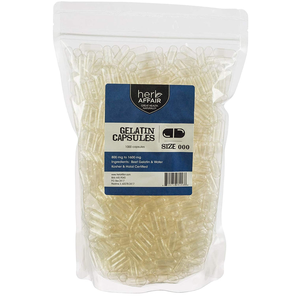 Herb Affair clear capsules front view for easy filling and dosage control.