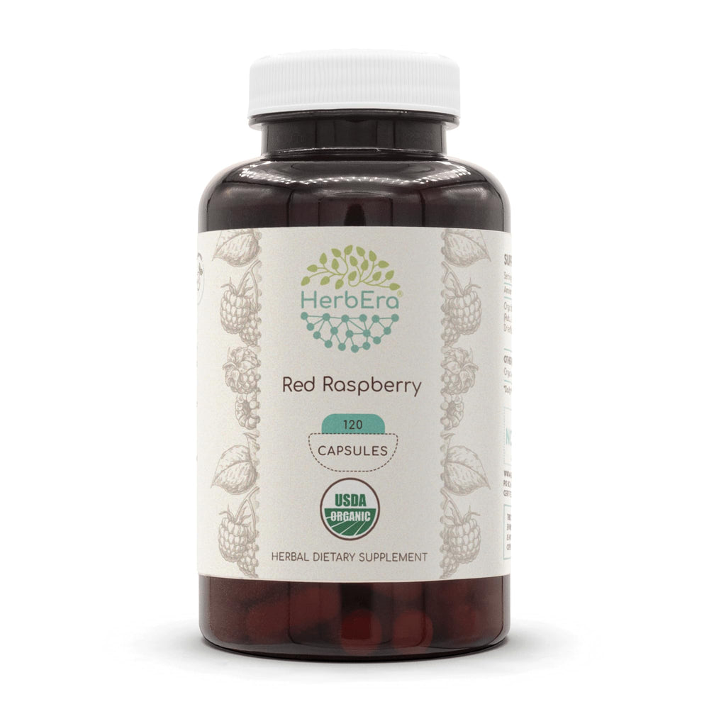 HerbEra Red Raspberry bottle with label for daily wellness
