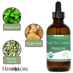 Herb Lore Ease The Quease tincture drops in water for on-the-go use