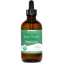 Herb Lore Iron Tonic bottle with dropper, gentle plant-based iron for families