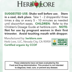 Herb Lore Tummy Tincture kid-friendly-dilution demonstrates gentle administration for children.