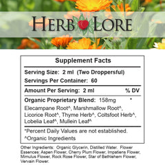 Herb Lore Quiet Cough tincture with an alcohol-free glycerin base