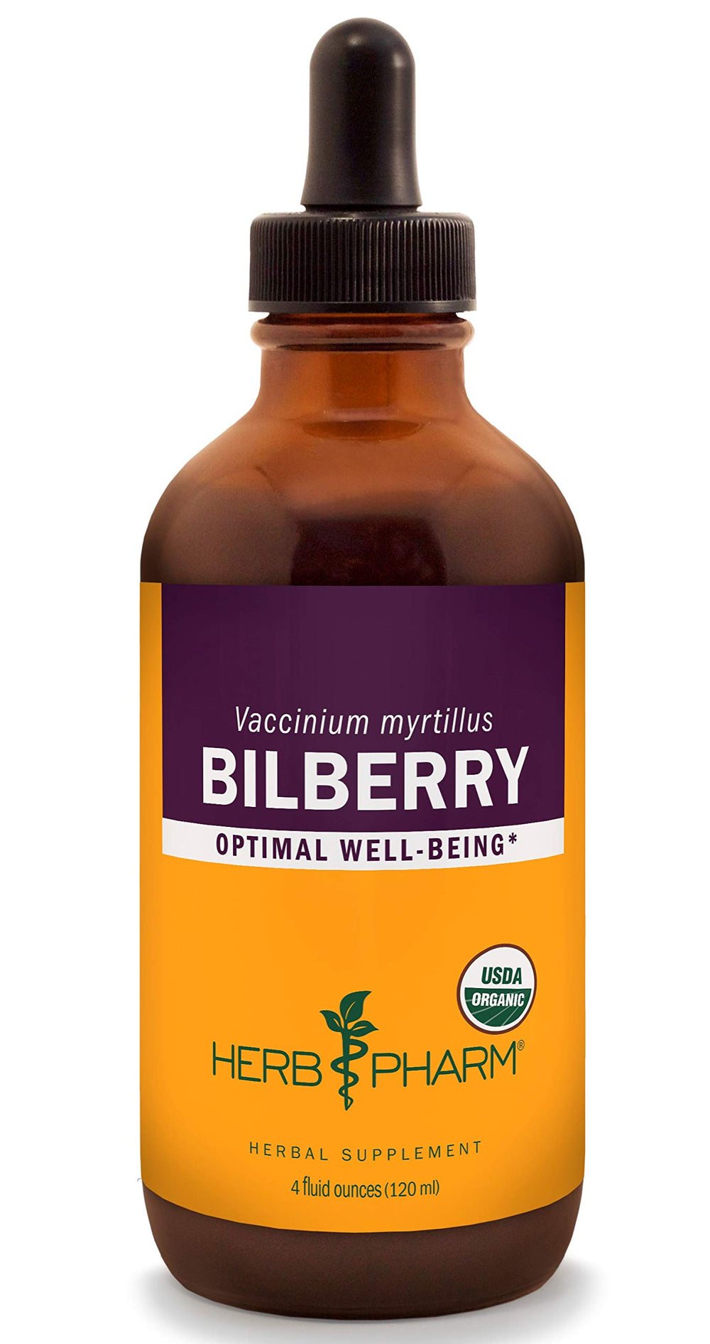 Herb Pharm Bilberry Liquid Extract bottle on kitchen counter suggesting daily eye support.