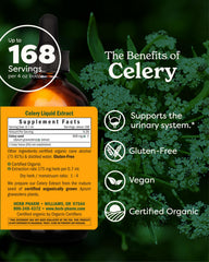 Herb Pharm Celery Seed Liquid Extract bottle label showing organic, non-GMO formulation