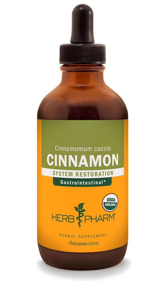 Herb Pharm Cinnamon liquid extract bottle with dropper for easy daily use.