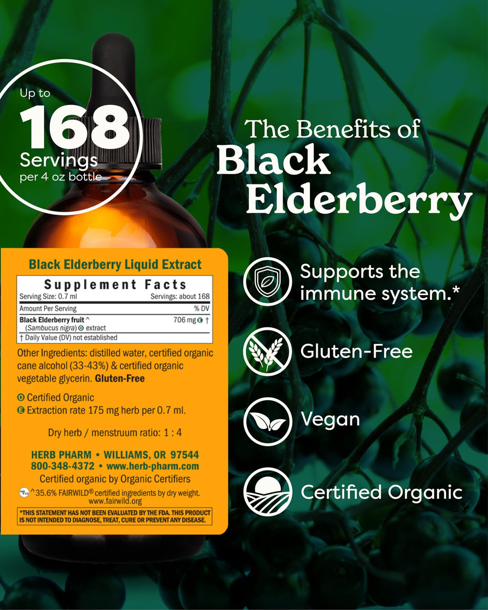 Herb Pharm elderberry liquid drops ready for easy dosing.