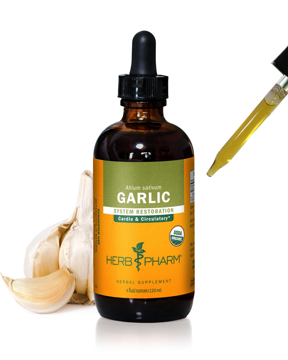 Herb Pharm Garlic Liquid Extract bottle for cardiovascular support.