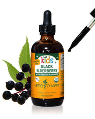 Herb Pharm Kids Black Elderberry Liquid Extract bottle with dropper may support immune function