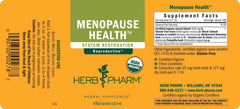 Herb Pharm Menopause Health bottle and dropper ready to mix in water or tea for gentle balance