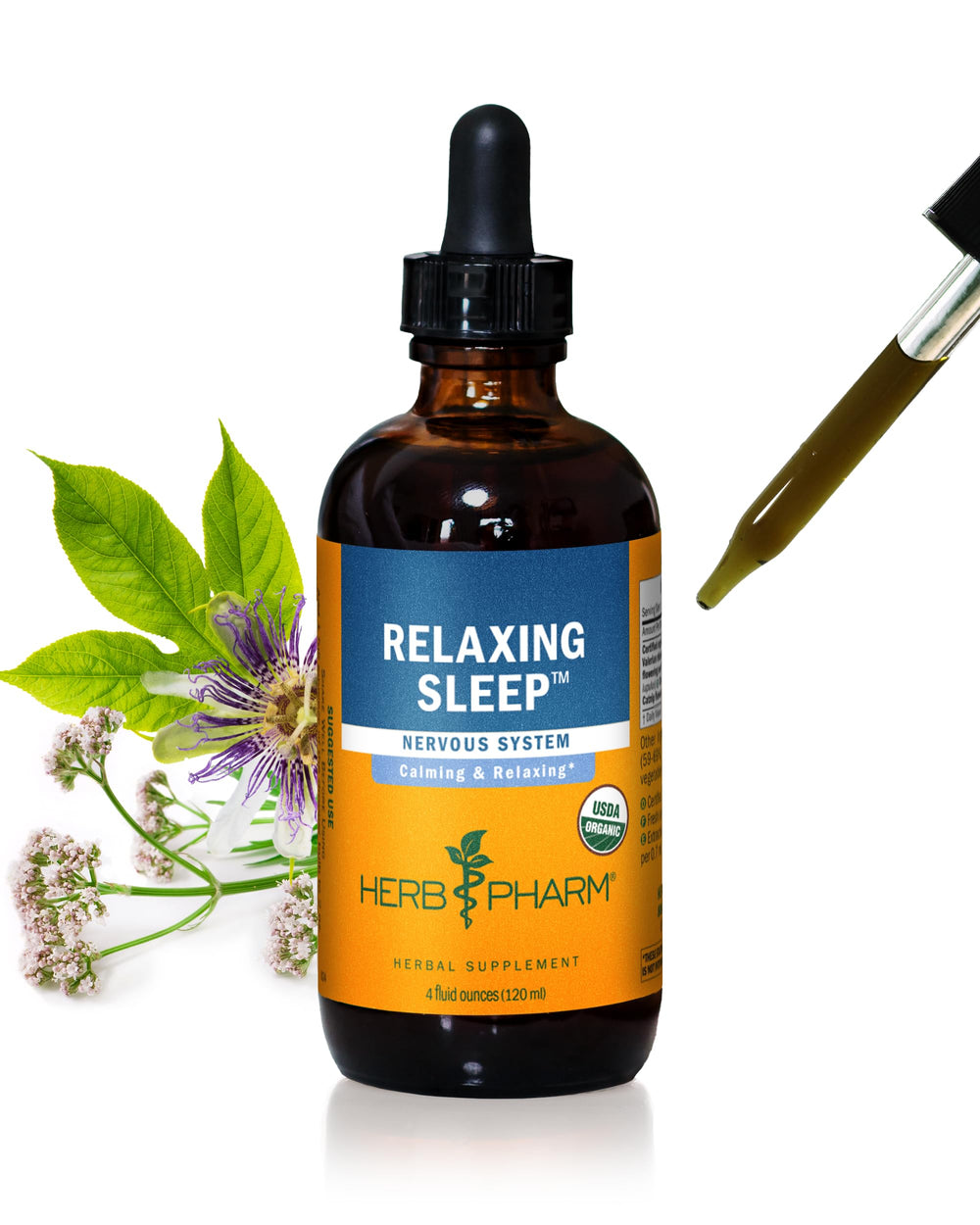 Herb Pharm Relaxing Sleep liquid extract bottle supports a calming bedtime routine