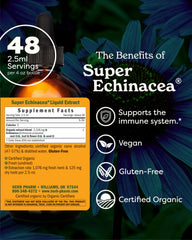 Herb Pharm Super Echinacea label shows organic farming and blend.