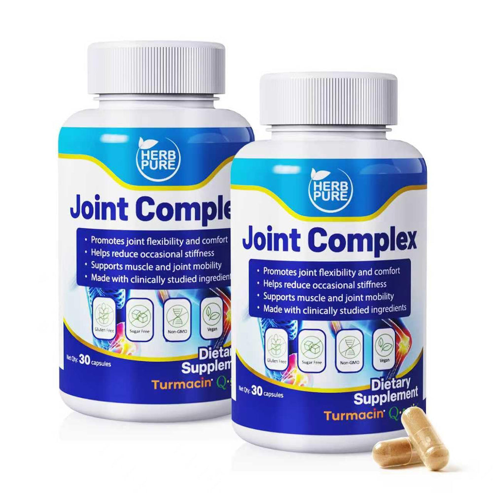 HERB PURE Joint Complex Turmacin turmeric bottle shows smooth daily movement support.