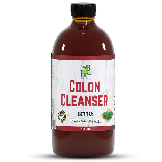Herb To Body Colon Cleanser bottle showing a gentle, plant-based digestive support.