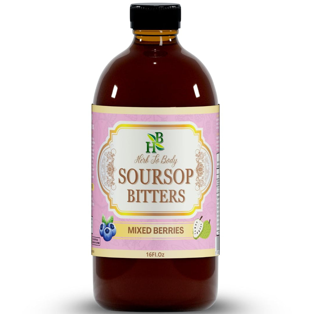 Herb To Body Soursop Bitter Liquid bottle pour for a refreshing herbal beverage