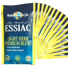 Herbal Balance for Life Essiac tea packaging showcases organic ingredients for easy daily use