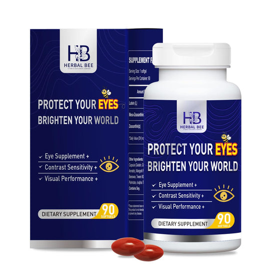 Herbal Bee Eye Supplement bottle showing the full bottle for daily use