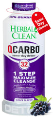 Herbal Clean Qcarbo32 grape bottle ready for a quick, one-day cleanse.