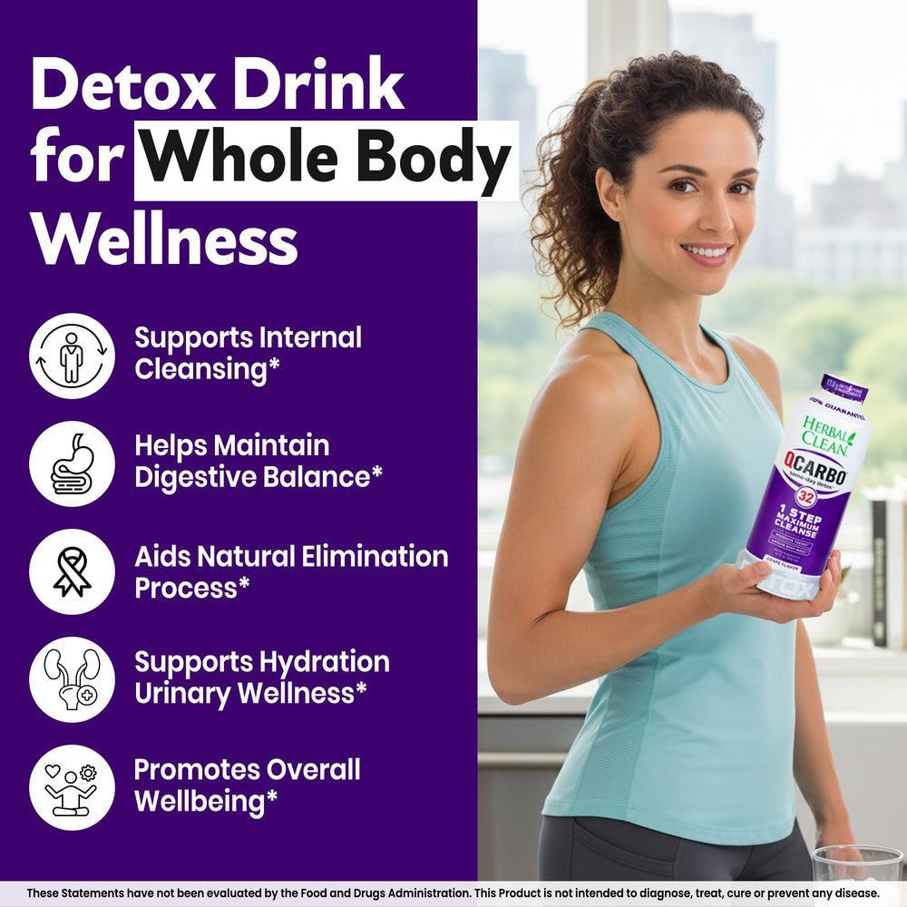 Herbal Clean Qcarbo32 ingredients include psyllium husk and triphala in blend.