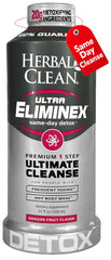 Herbal Clean Same Day Ultra Eliminex bottle pour shows dragon fruit flavor and cleansing potential.