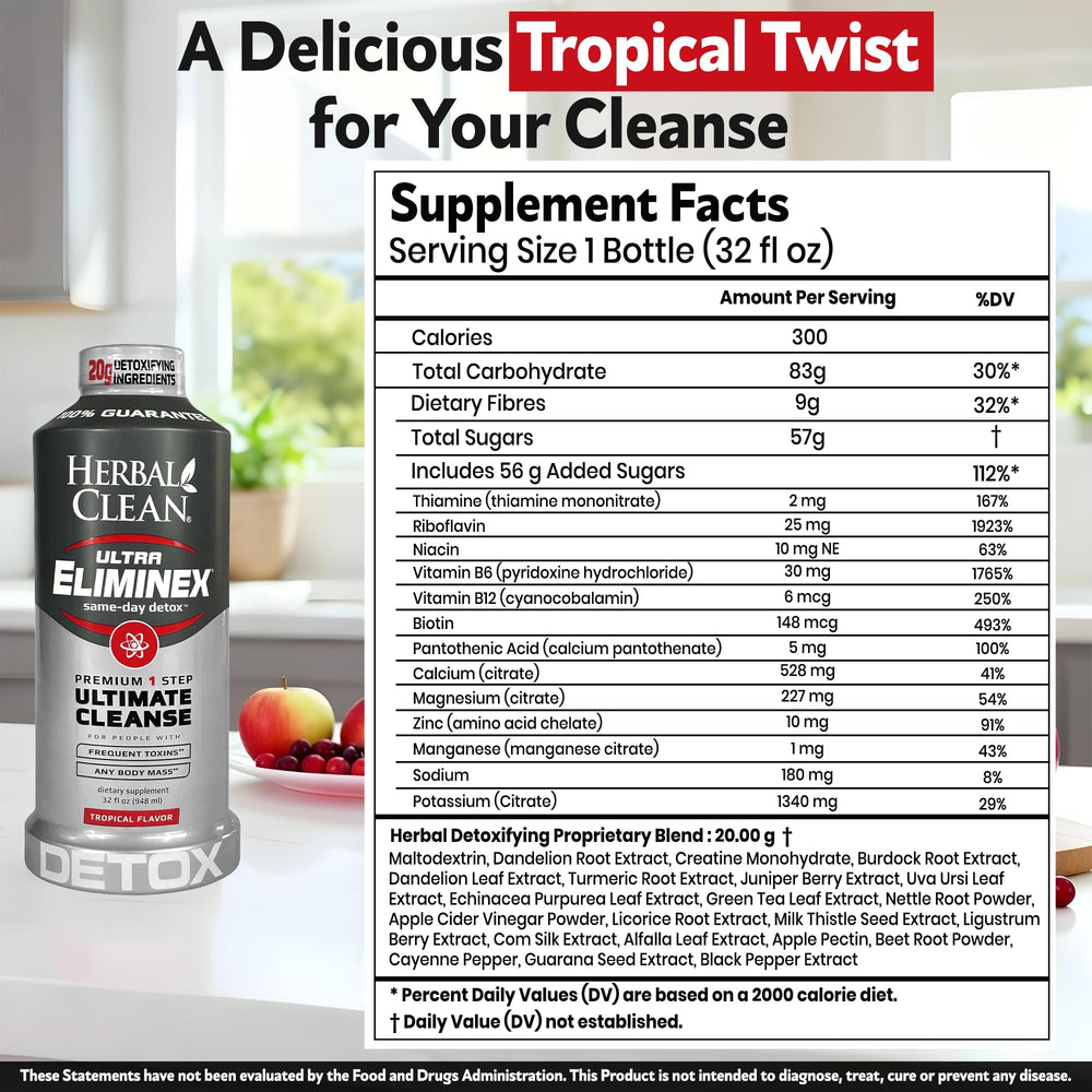 Herbal Clean label closeup highlighting milk thistle for natural detox support
