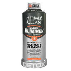 Herbal Clean Eliminex bottle in straw-mango flavor for quick detox support