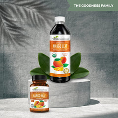 Herbal Goodness Mango Leaf Extract dietary scene on kitchen counter inspires daily use