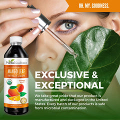 Herbal Goodness Mango Leaf Extract packaging scene highlights premium presentation